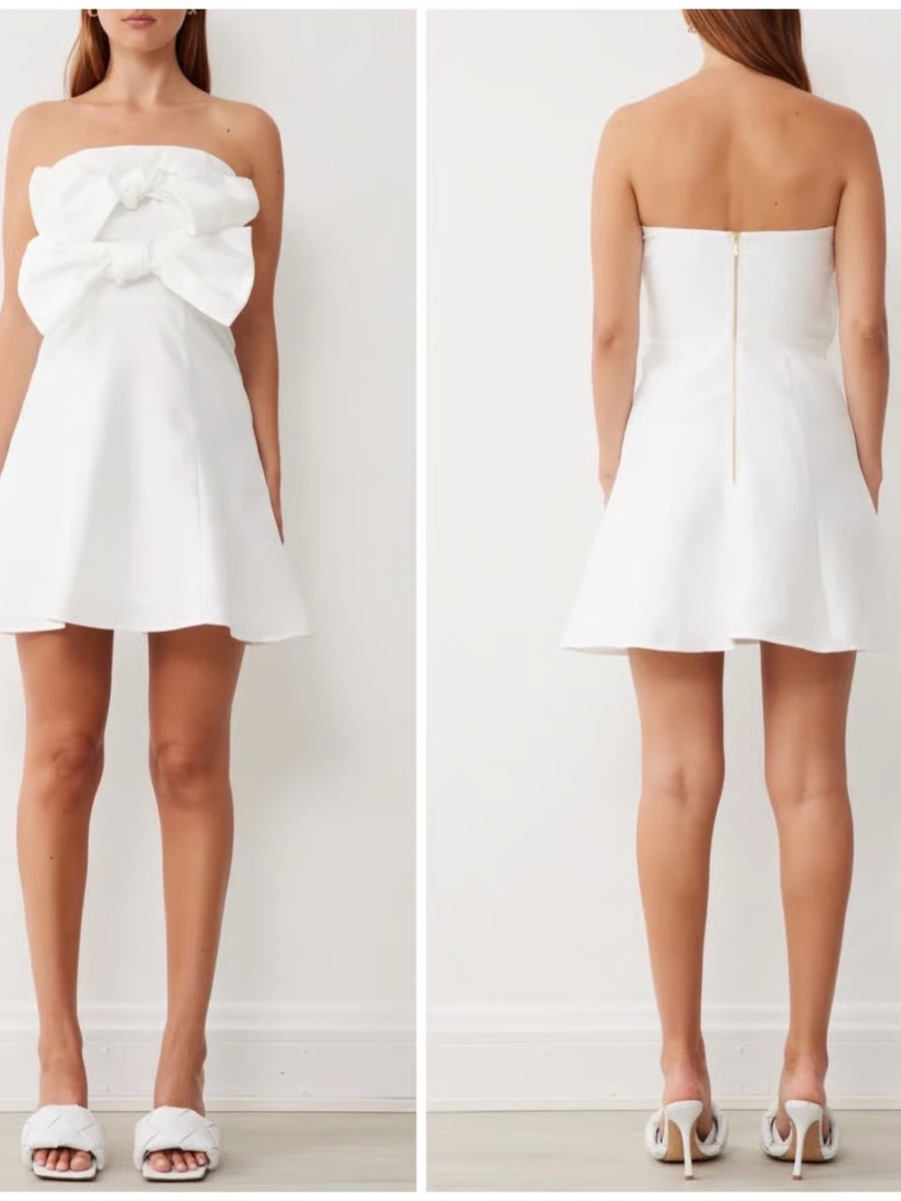 BHLDN Anthropologie BOSKEMPER ARIEL Strapless Bow Dress White Womens Medium